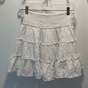 Aerie White Eyelet A-Line Skirt